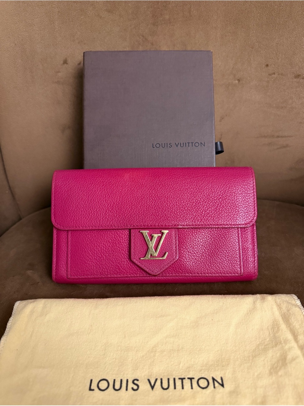 Louis Vuitton Leather Lock Me Wallet (Includes Box and Dust Bag)